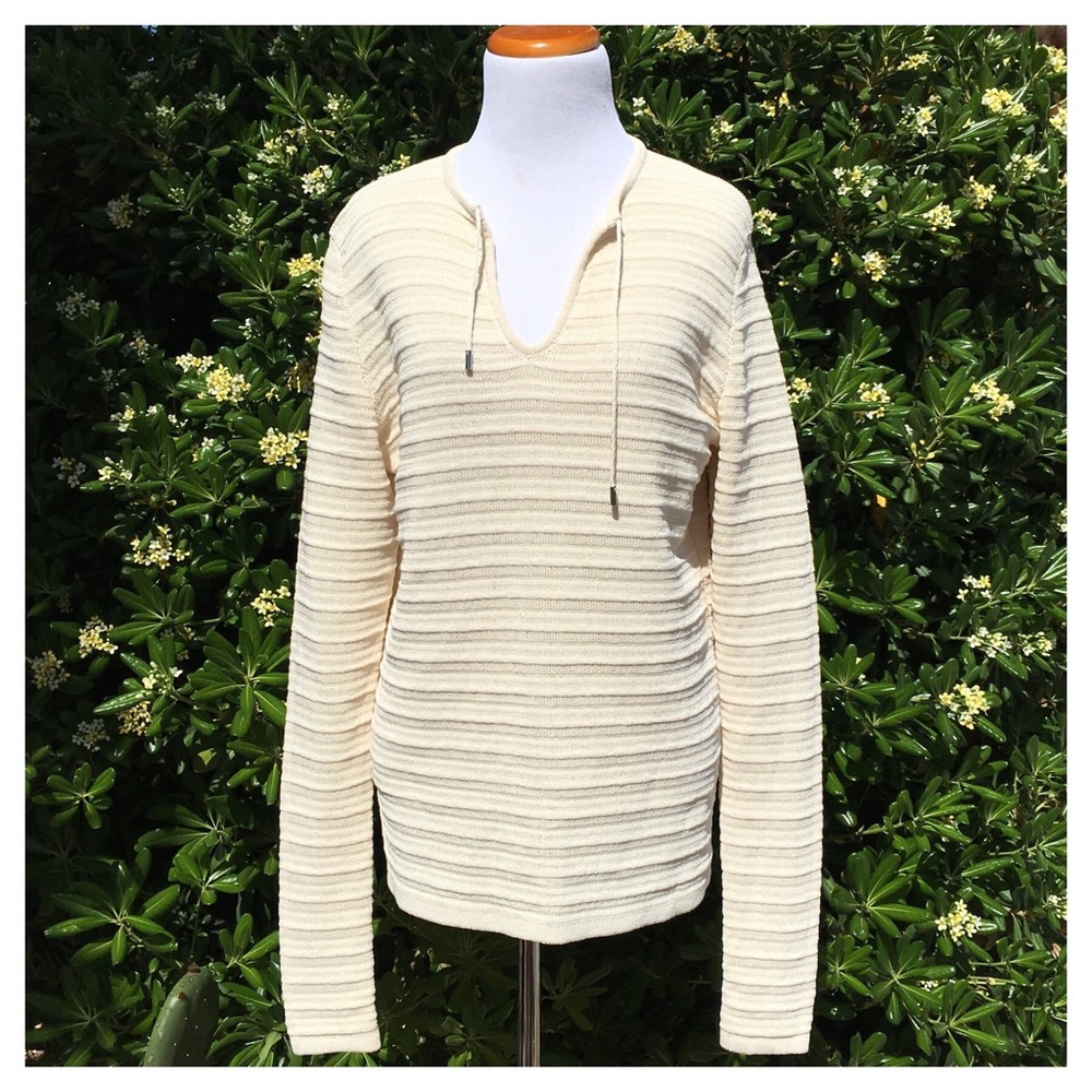 THE ROW Cream Ribbed Tunic Top - Picture 5 of 6